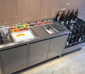 Comptoir de bar contemporain en acier inoxydable, durable, sur mesure, poste de travail professionnel pour bar, marque VK, service de boissons pour hôtel, café - Product Image 5