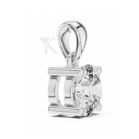 Exquisito colgante de diamante solitario con corte redondo brillante, certificado por IGI, con marco abierto arquitectónico, joyería elegante y minimalista.