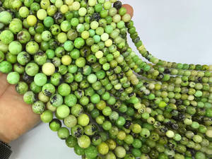Piedra preciosa Lisa natural, crisoprasa pulida, forma redonda, Jaspe australiano, cuentas de piedra, pulsera, collar para la fabricación de joyas - Product Image 2