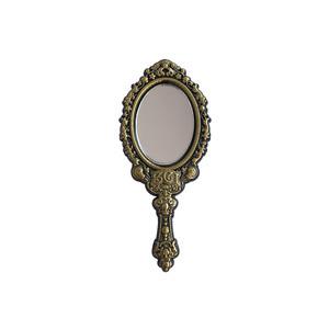 Manufacture No MOQ Customized Antique Gold 3D Enamel Pin with Built-In Real Mirror in Vintage Hand Mirror Shape Metal Badge