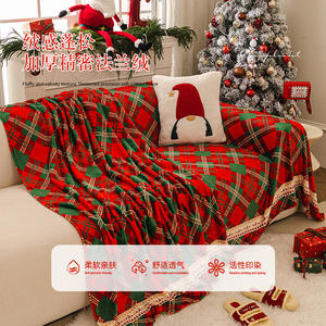 Sky Christmas Sofa Cover Plaid Pattern Polyester Blend Washable Pad Type Sofa <b>Slipcover</b> for Living Room Decoration - Product Image 3