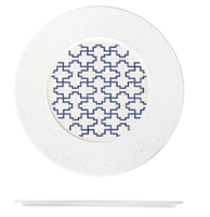 Assiette de table occidentale en porcelaine blanche de luxe avec bordure à points en relief, vaisselle fine pour restaurant et hôtel