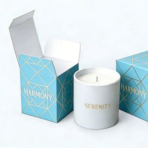 High Quality Custom Logo Printed Gold Foil Stamping Self Erecting Rectangle <b>Paper</b> <b>Box</b> for Candle Packaging - Product Image 4