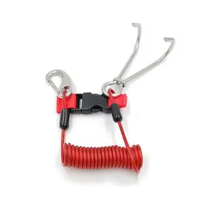 Fornecedor subaquática tether cabo primavera fio corda cordão tração corda vermelho cabo espiral com ganchos de metal