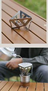 Soporte para café con filtro, portátil, de acero inoxidable, plegable, para camping al aire libre, con embudo y taza, para estufa de café y filtro de posos de café - Product Image 6