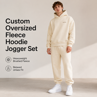 Ensemble jogging IKDEER personnalisé en molleton brossé uni avec logo minimal sur la poitrine, coupe oversize décontractée, unisexe, pour le quotidien