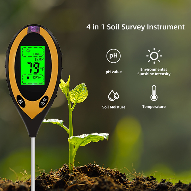 4 in 1 Soil Tester for Plants pH Meter with Precise Sensor OEM/ODM Support LCD Display 2% Accuracy
