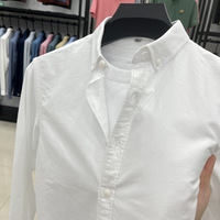 Kemeja Pria 100% Katun Oxford Kerah Kancing Lengan Panjang Warna Solid Kasual Regular Fit untuk Logo Kustom OEM ODM