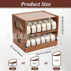 Wooden Double Layer Pet Food Can Holder Solid Wood Desktop <b>Storage</b> Rack For Cats Dogs - Product Image 3