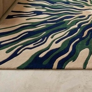 Alfombra de Lujo con Diseño Abstracto Azul y Verde, Alfombra Moderna de Lana Hecha a Mano, Alfombra para Sala de Estar, Alfombra Suave y Afelpada, Decoración Artística para el Hogar - Product Image 6