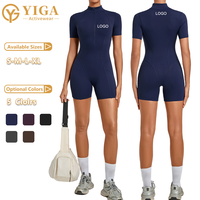 Combinaison à col montant pour femme, combinaison d'été pour femme, combinaison courte à manches courtes, combinaison grande taille pour femme