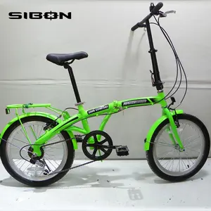 SIBON B0240157 20英寸合金框架V刹车单速绿色女士城市kenda轮胎折叠自行车