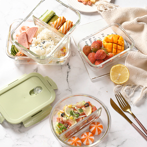 Boîte à lunch rectangulaire en verre borosilicate <span class=keywords><strong>de</strong></span> haute qualité avec couvercle en plastique, compatible micro-ondes, pour garder les aliments frais, idéale pour les employés <span class=keywords><strong>de</strong></span> bureau - Product Image 5