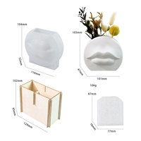 Cetakan kerajinan ornamen lilin vas bunga DIY silikon bentuk bibir seksi mengkilap 3D