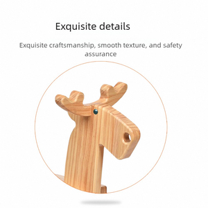 Großhandel Direkt ab Werk: Schaukelpferd für Kinder aus massivem Holz, Reittier-Spielzeug für Babys und Kinder, Tierdesign kleines Reh mit Schleife für Mädchen als Weihnachtsgeschenk - Product Image 4