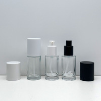 Botol Silinder Kaca 30ml 50ml dengan Pipet Tetes, Wadah Foundation Kosong Transparan Matte dengan Tutup Sekrup Warna Sesuai Pesanan untuk Rias Wajah