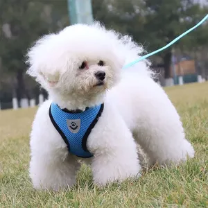 Petit Chiot Moyen Réfléchissant Breakaway <span class=keywords><strong>Harnais</strong></span> Gilet avec Laisse Ensemble Solide Polyester Maille <span class=keywords><strong>pour</strong></span> Chiens Toutes Saisons - Product Image 3