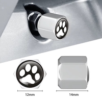 Bouchons de valve de pneu en alliage de zinc argenté avec logo empreinte de patte mignon, anti-vol, anti-poussière pour jantes, avec clé à molette porte-clés