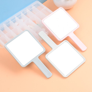 Square Handle Makeup <b>Mirror</b> <b>Plastic</b> Frame Aluminum Lens Portable Beauty Salon Tool - Product Image 3