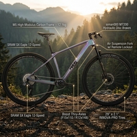 Leistungsstarkes 12,1 KG Carbon XC Mountainbike mit SRAM 12-Gang-Schaltung, Aluminium-Luftfederung, Hydraulischer Bremse und 148mm Boost