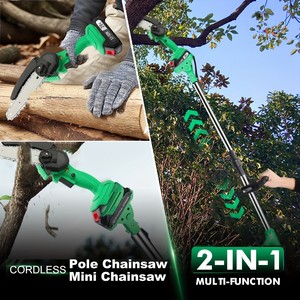 Scie à chaîne sans fil 2-en-1 20V 6 pouces de qualité DIY, scie à longue perche 550W pour la coupe du bois CS-150A SET, scie à perche sans fil CS-150A - Product Image 6