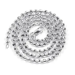JZZ-017 bolas de corte de diamante de 3mm, cadenas de Plata de Ley 925, bolas de cadena de cuentas para collar