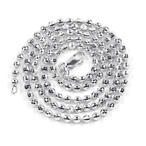 JZZ-017 3 millimetri Diamante Taglio Palle Catene In <span class=keywords><strong>Argento</strong></span> Sterling 925 Branello Della Sfera Della Catena per la Collana - Product Image 1