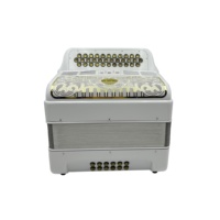Accordéon diatonique professionnel SEASOUND Factory 34 boutons 12 basses 3 registres Blanc brillant JB3412C Boutons dorés Grille dorée