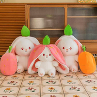 Peluche Lapin Fraise Super Doux Xinhui avec Broderie Lapin et Carotte, Rembourrage Coton PP, Doublure en Maille, Anti-Stress pour Mariage