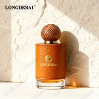 Flacon de parfum en cuir plissé personnalisé de luxe unique, 30 ml, 50 ml, 100 ml, flacons de parfum vides en verre rond avec bouchon en bois