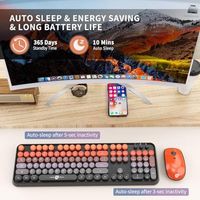 OEM ODM Wireless Keyboard and Mouse Combo Full Size 104 Keys 24 GHz Round Keycap Colorful Set with USB Receiver Plug and Play