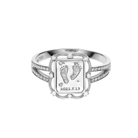 Loveher Messing Schmuck Fabrik personal isierte 18 Karat Gold Gravierbare Baby Footprint Diamant Ring Kranz Ring frei Gravur Schmuck