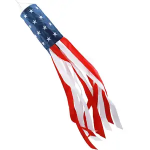 Kaus kaki gaya Amerika 60 inci, tugas berat, dekorasi luar ruangan bendera Amerika dengan bintang bordir, dekorasi merah putih dan biru