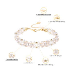Nouveau <span class=keywords><strong>Bracelet</strong></span> de Luxe Élégant 2025 en Perles Tressées et Cristaux, avec Fermoir Extenseur en Or Massif 14 carats, Accessoire en Or Véritable pour - Product Image 5