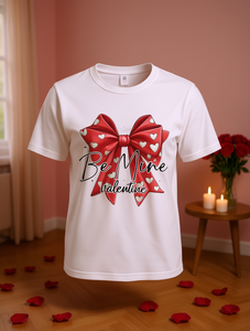 T-shirt con stampa di cuori e fiocco per San Valentino, da donna, a maniche corte, girocollo, casual, dolce, alla moda, primavera estate, 100% cotone - Product Image 2
