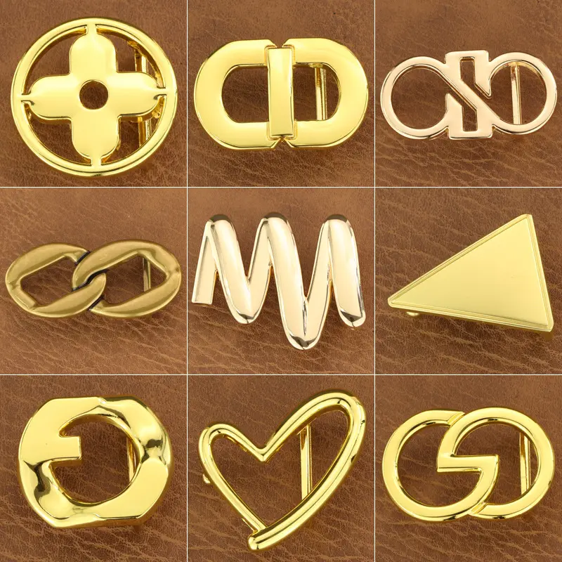 High Quality Metal Belt Buckle Back Fashion Round Letter Gold Belt Buckle