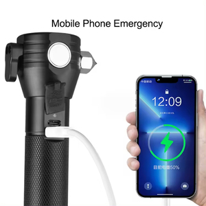 Đèn pin chiến thuật tích hợp còi báo động, chống nước, năng lượng mặt trời, độ sáng cao, tích điện được, tích hợp búa an toàn ô tô - Product Image 6