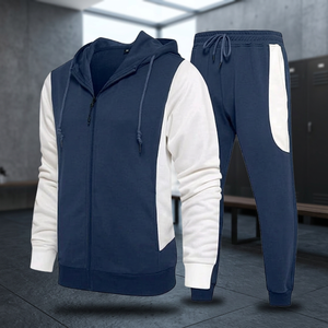 Survêtement homme avec empiècements contrastés, fermeture éclair sur le devant, 80% coton, 20% polyester - Product Image 3