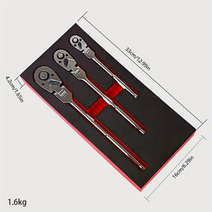 Juego de Llaves de Trinquete Ajustables de 72 Dientes con Mango Largo, 3 Piezas, Acero CRV con Acabado Cromado, Métrico, para Reparaciones Industriales, Estuche de EVA - Product Image 2