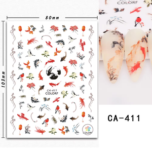 Estilo chino Lotus Water Lily DIY 3D autoadhesivo Nail Art decoraciones pegatina <span class=keywords><strong>flor</strong></span> Vintage manicura calcomanía al por mayor - Product Image 5