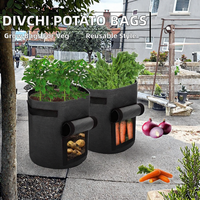 Sac de culture réutilisable en feutre polyester personnalisé avec fenêtre de récolte pour la culture de pommes de terre, tomates et légumes en pot de jardin, vente en gros
