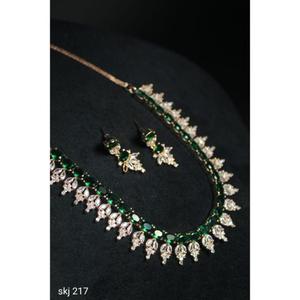 Indiano nupcial elegante colar CZ prata conjunto cúbico zircônia casamento nupcial gema jóias colar e brincos conjunto