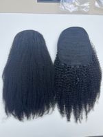 Queue de Cheval à Cordon en Gros de Cheveux Remy Indiens Crépus Afro, Extension de Cheveux Humains, Queue de Cheval à Cordon Clip-In 4C
