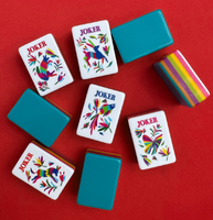 Tuiles de mahjong de luxe, ensemble de mahjong américain coloré avec des tuiles en acrylique à sept couches pour des jeux portables à quatre joueurs