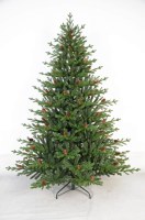 Nouvelle conception de sapin de Noël blanc chaud de luxe, 7 pieds (210 cm), sapin de Noël vert de qualité supérieure, écologique, avec des cônes de pin et des baies rouges