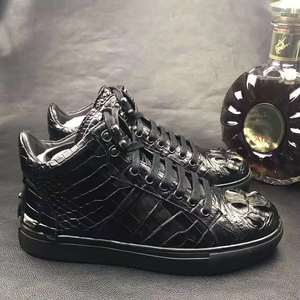 Chaussures italiennes haut de gamme pour hommes en cuir de crocodile véritable, style baskets et bottes de skateboard, avec construction Goodyear, bottes de marche de luxe - Product Image 2