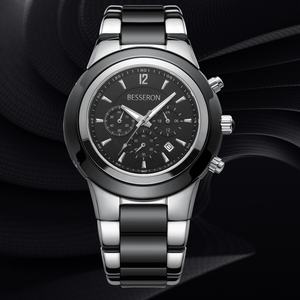 Montres-bracelets pour hommes Besseron, nouveau style, céramique et acier inoxydable, mouvement à quartz japonais Os20 - Product Image 3