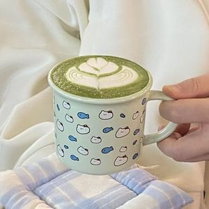 แก้วเซรามิกสโตนแวร์คุณภาพสูง ขนาดใหญ่ ใช้งานได้หลากหลาย เป็นมิตรกับสิ่งแวดล้อม ใช้กับเครื่องล้างจานและไมโครเวฟได้ ลายแมวน้อยสีเขียว - Product Image 6