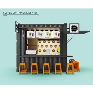 Café-bar mobile sur mesure en conteneur maritime de 10 pieds, idéal pour un jardin ou une boutique de café - Product Image 2