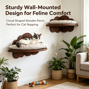 Perchoir mural moderne en forme de nuage pour <span class=keywords><strong>chat</strong></span> avec sisal et coussin moelleux, structure en bois robuste pour que les chats d'intérieur se reposent confortablement - Product Image 1